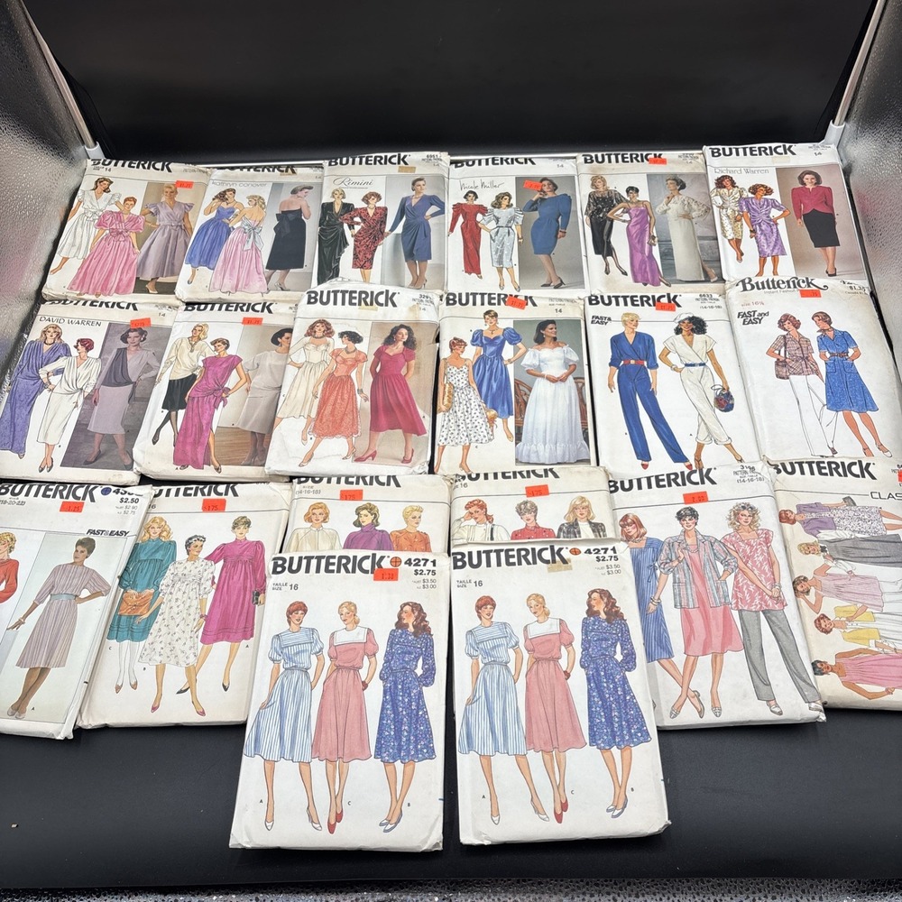 Lot 20 Vtg Sewing Patterns 80s Butterick Sz 14 16 18 20 22 Plus Size NEW Dresses